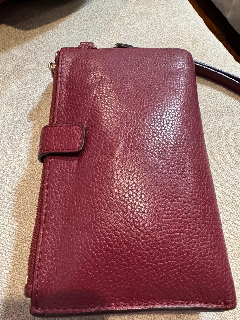 Michael Kors Raspberry Red Pebbled Leather Large Bifold Wristlet - Picture 13 of 14